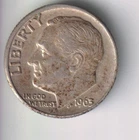 1963-D ROOSEVELT DIME 10¢ DENVER MINT 90% SILVER COIN UNITED STATES OF AMERICA