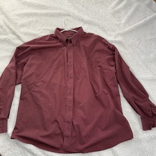 Eddie Bauer Shirt Mens 3XL Red Plaid Button Down Wrinkle Resistant Relaxed Fit