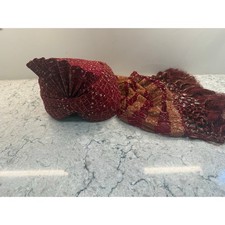 Indian Groom's Turban Safa or Pagri Red and Gold JL