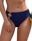 's Cut Out Bikini Bottoms Metal Ring Mid Waist Bottom Beachwear Swim Briefs D...