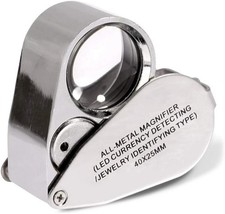 40X Jewelers Loupe Jewelry Loop Coin Magnifier Light Pocket LED Magnifying Glass