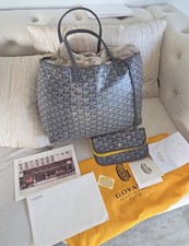 Goyard Saint Louis Gray Large Canvas Bag Handbag w Dust Bag,Tags,Croc Universel