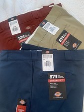 3 pairs of New Dickies 874 Work Pants - Navy Blue, Tan, Burgundy - Size 40 X 30