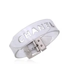 Authentic Chanel Vintage Clear Transparent Rubber Logo Belt Bracelet
