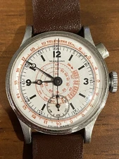 Rare Marconi Monopusher Chronograph 1920s Hans Wilsdorf Early Rolex Brand