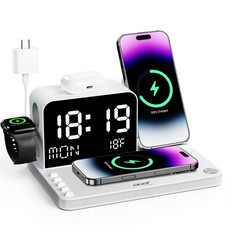 Acer 7-in-1 Wireless Charging Station with LED Clock - 30W Fast 7-in-1, White