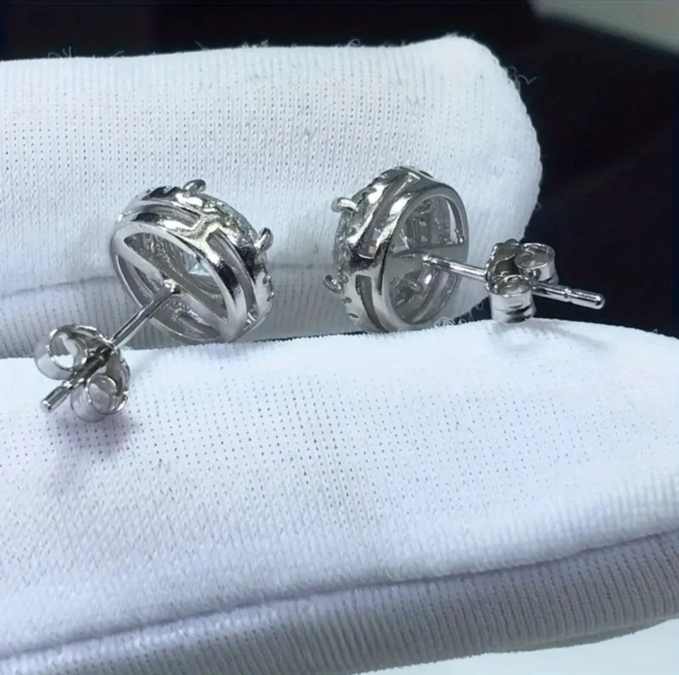 Orecchini in argento 925 e moissanite da 1.0 carati - Imagen 4 de 4