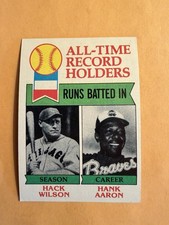 1979 Topps - All-Time Record Holders Hank Aaron, Hack Wilson #412 Runs Batted In