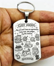 Cat Mom Lady Pet Animal Kitty Hot Funny Stainless Keychain Art Joke Family Sweet