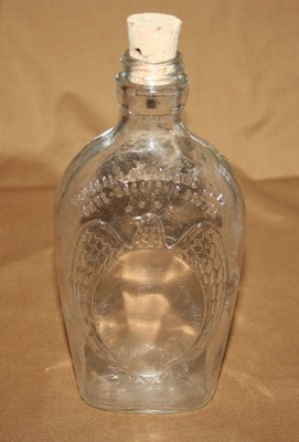 Vintage Flask Boos/Liquor/Whiskey Half Pint Embossed Eagle Bottle