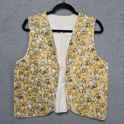 Handmade Vest Quilted Zoo Animals Monkey Zebra Elephant Lion Giraffe M/L Vintage