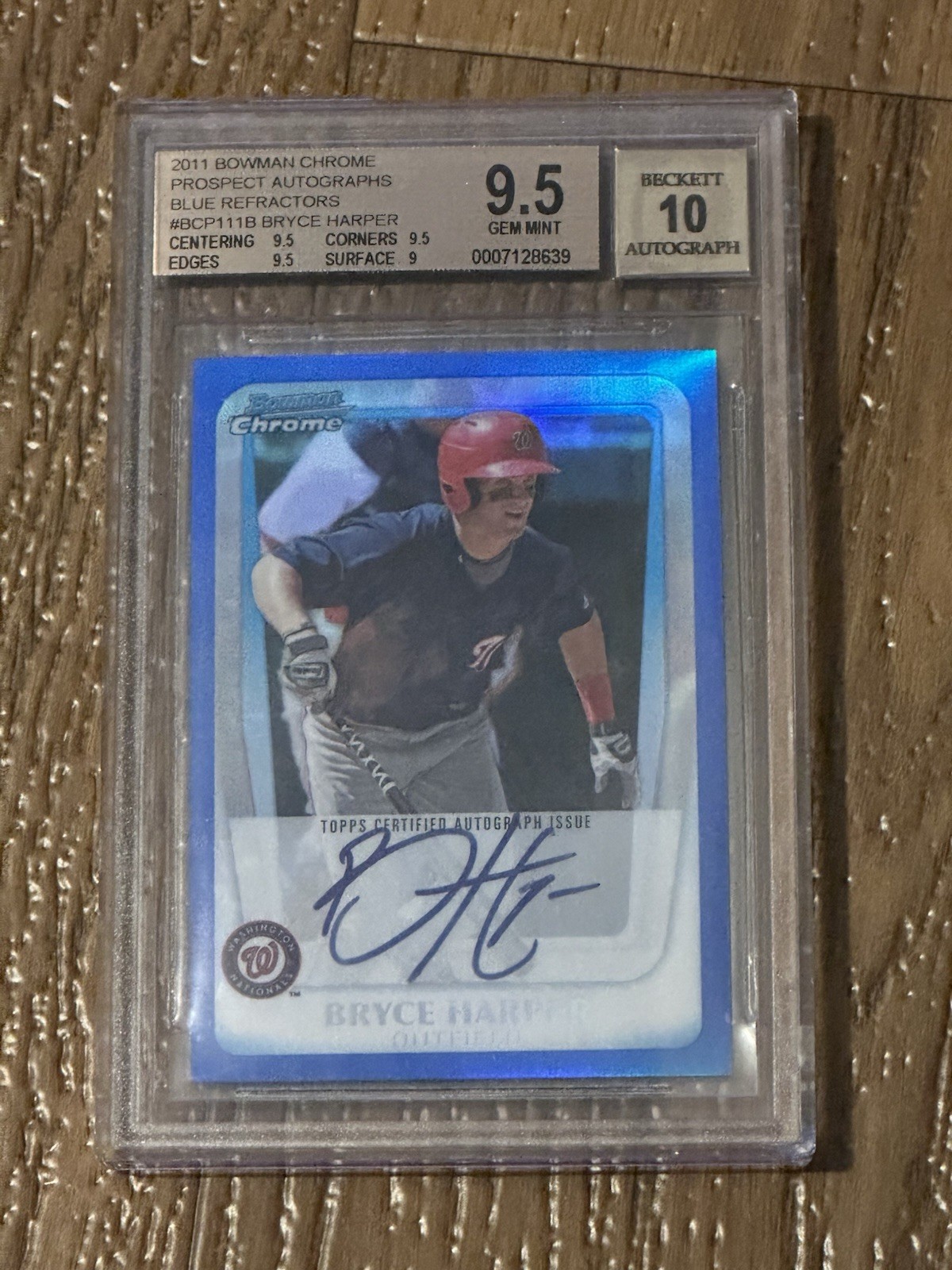 2011 Bryce Harper Bowman Chrome Blue Refractor Auto 049/150 BGS 9.5/10 Gem Mint
