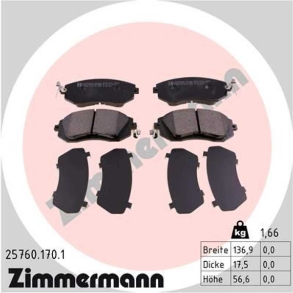 Zimmermann BremsbeläGe Vorne FüR Subaru Forester XV Toyota GT 86 Coupe-image