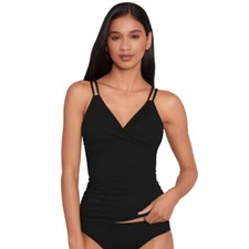 LAUREN RALPH LAUREN Double Strap Twist Tankini Top Size 4 Black Underwire NWT