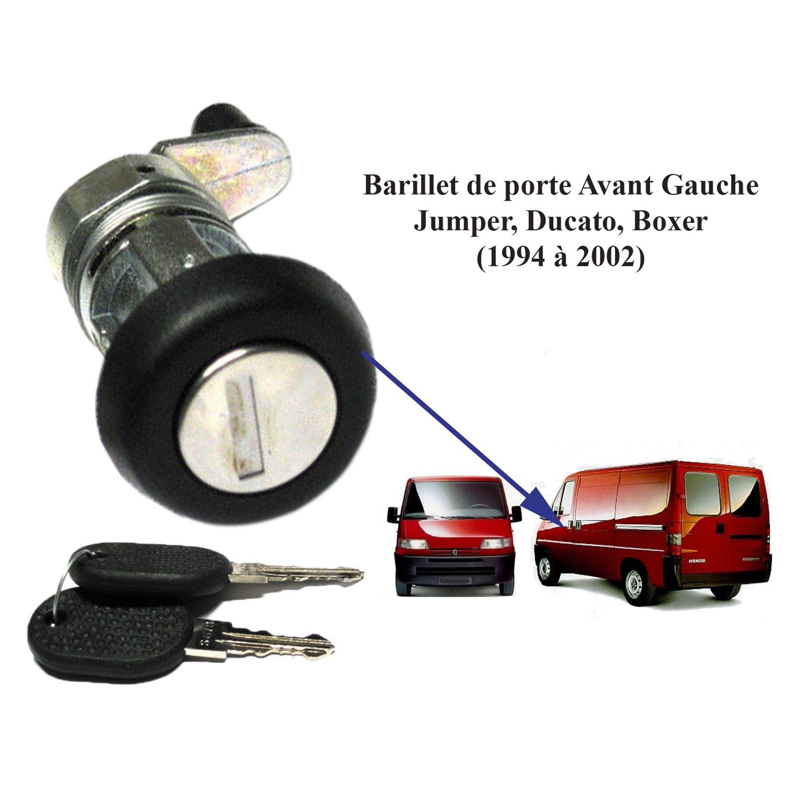 Barillet de porte avant gauche Boxer Jumper Ducato 1994-2002 | Référence OEM 4162C0 9170F0