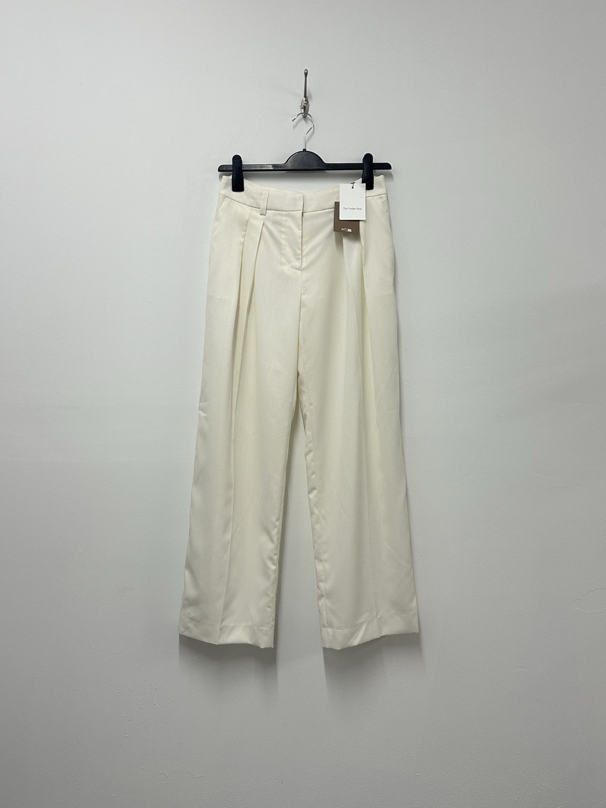 The Frankie Shop Size Medium Daytona Pleated Wool Trousers OffWhite Wide Leg