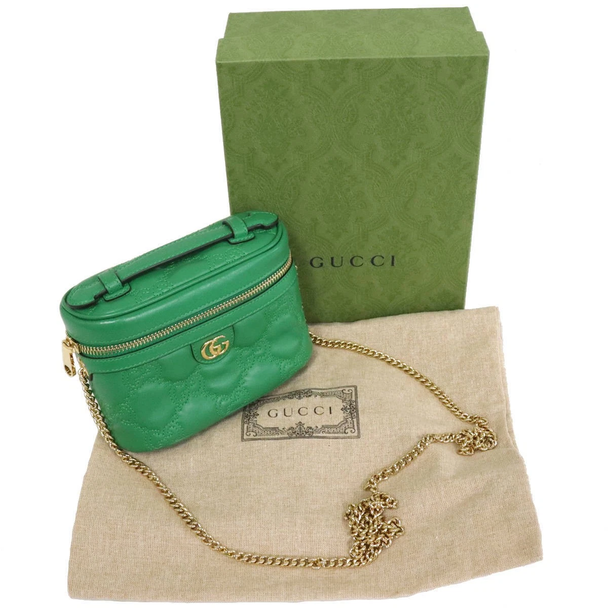 Gucci GG Matlasse Mini Top Handle Bag 723770 Green Used