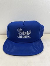 VINTAGE State Chemical Trucker Hat Cap Snap Back Blue Mesh Made USA Mens 80s