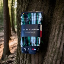 Tommy Hilfiger SZ XL Men's Woven Cotton Boxer GREEN  BLUE PLAID