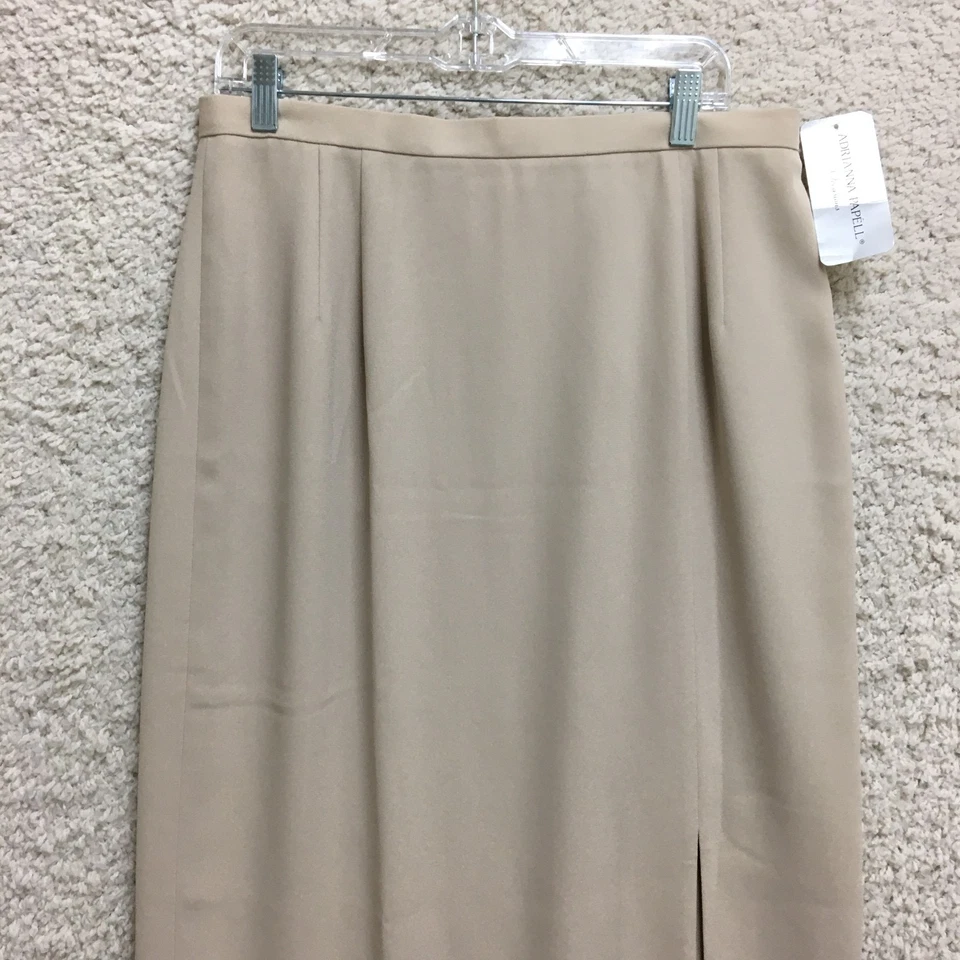 NUEVA Falda Adrianna Papell 16 Adulto Beige Maxi Recta Lápiz Abertura Lateral Para Mujer Foto 2 de 4