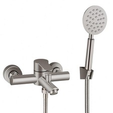 Brushed Nickel Bathtub Shower Faucet Wall Mount Tub Filler with Handheld Sprayer