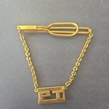 PT Monogramme Initiales Lettre Police Câble Chaîne Vintage SWANK Pendentif Attache Barre Clip