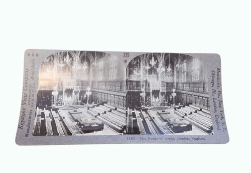 Antica cartolina Keystone Stereoview - La Camera dei Lord Londra Inghilterra - Foto 1 di 3