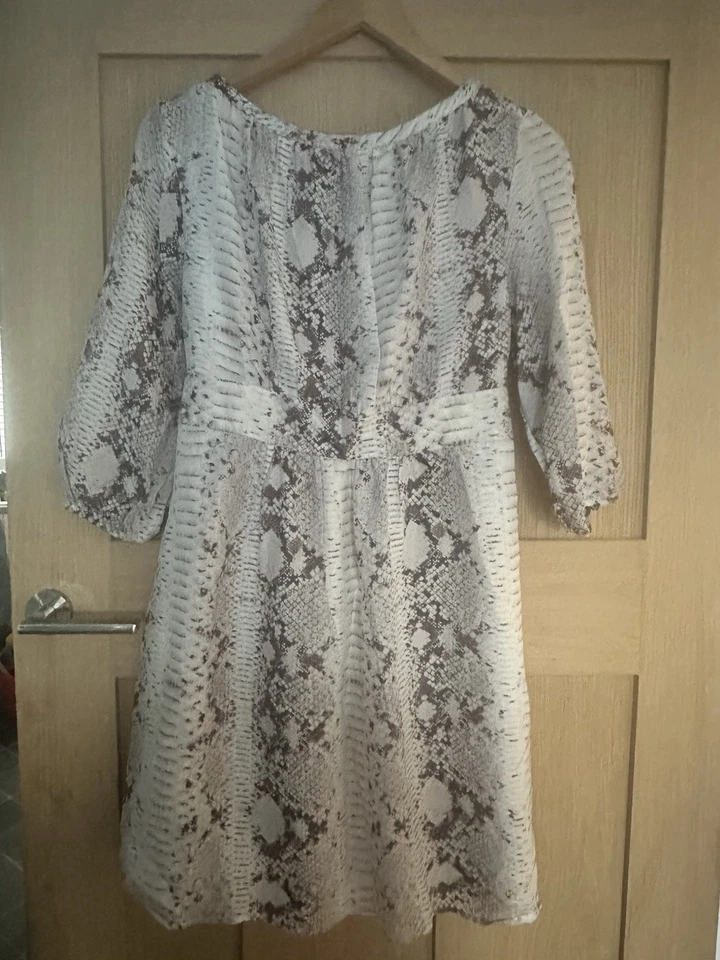 Isabella Oliver шелк животных печати кремовый и коричневый с подкладкой размер 3 платье носили один раз - Изображение 2 из 4