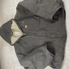 Carhartt J141 Men 3XL Black Cotton Sherpa Lined Zip Hood Bomber Coat Jacket