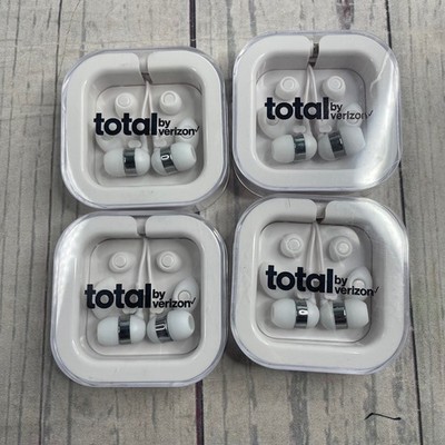 Bundle of Verizon White Wired Earbuds with Mic 3.5mm Jack 4 Pack New travel
