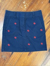 Vineyard Vines Embroidered Crab Skirt Navy Blue Red Short Nautical Size 0