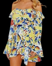 CuteVibrant Off-Shoulder Dress with Colorful Print pretty little thing  (1) 