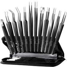 Antonki 12 Pack Precision Tweezers Set for Craft, Soldering, Jewelry, Facial ...