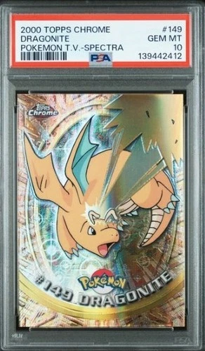 2000 TOPPS CHROME POKEMON T.V. #149 DRAGONITE SPECTRA PSA 10 LOW POP OF 14