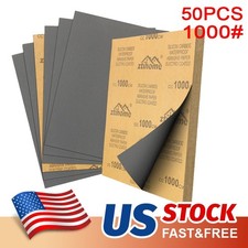 50Pcs 9x11" Wet Dry Sandpaper Sheet Silicon Carbide #1000 Waterproof Automotive