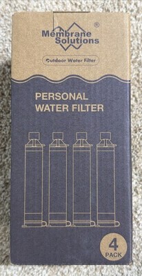 Membrane Solutions Personal Water Filter Pack of 4 Clean Safe Outdoor Water