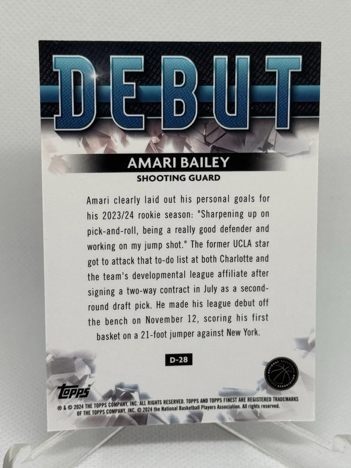 2023-24 Finest Debut Checkerboard Refractors #D28 Amari Bailey - Image 2 of 2