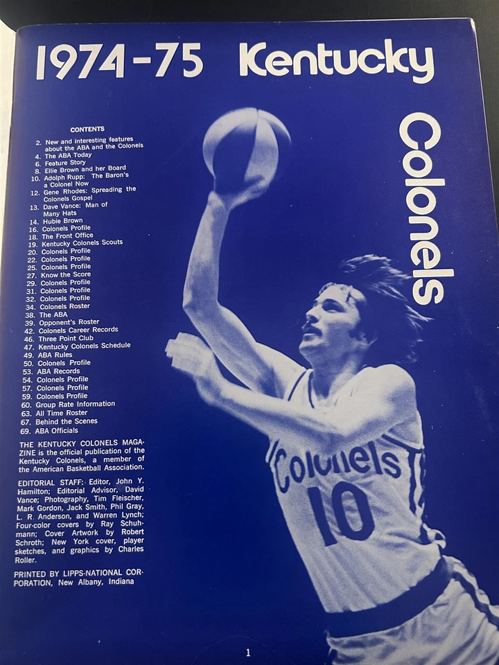 1974 75 ABA NBA New York NETS Kentucky CORONELESS Programa JULIUS ERVING Dr J Artis Foto 2 de 4