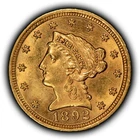 1892 $2.50 Liberty Head Gold Quarter Eagle Luster - Authentic AU/UNC - G6602