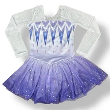 Frozen Elsa Dance Costume Girls Ice Skating Leotard Long Sleeve Size 110
