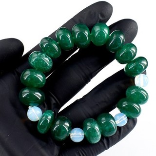 Green Emerald & Opalite 281.00 Cts Beaded Dazzing Stretchable Bracelet RK 29E708