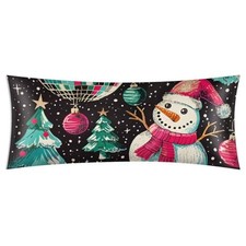 Satin Body Pillow Case with Zipper 21x54 Christmas Trees Trees  Lantern Ball