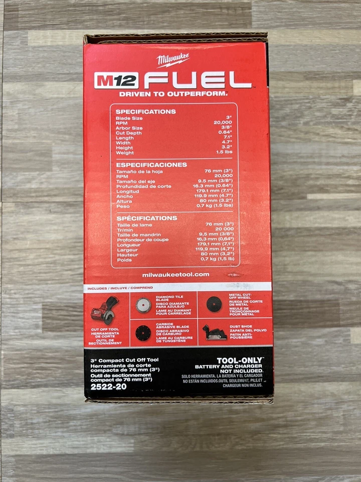 Milwaukee 2522-20 M12 Fuel 3" Compact Cut Off Tool & 48-59-2425P M12 H.O Battery - Image 3 of 4