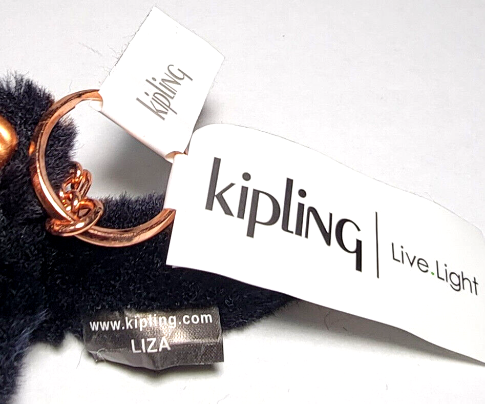New With Tag KIPLING Live Light Monkey Keychain Black Rose