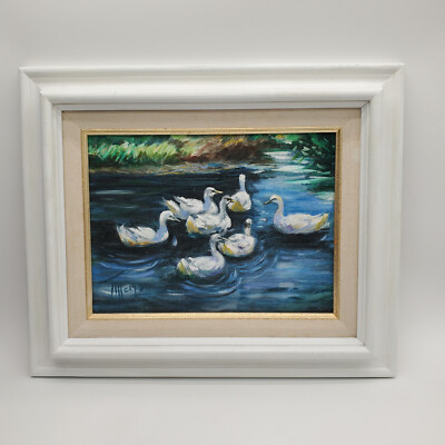 T. Meigs ''Ducks on Lake'' Frame Painting on Canvas