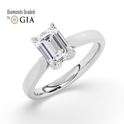 Smaragd Solitär 18K Weißgold Verlobungsring, 0,80 ct, natürliche GIA