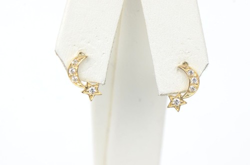 14k Yellow or White Gold Moon and Star Stud Earrings - 第 4/19 張圖片