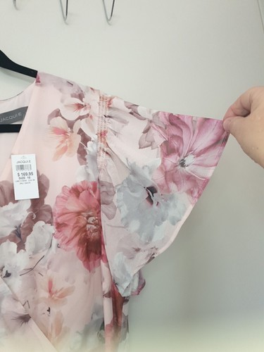 Jacqui E Size 16 Floral Shortsleeved Pink Dress - Picture 3 of 8