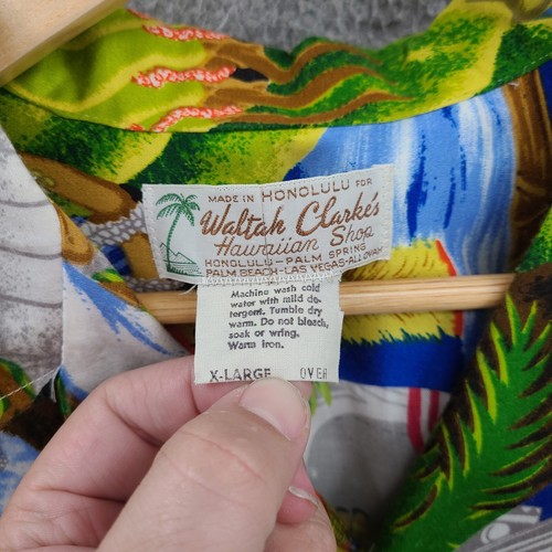 Vintage Waltah Clarkes Hawaiian Shirt Mens XL Eugene Savage 70s Loop Collar - Picture 2 of 7