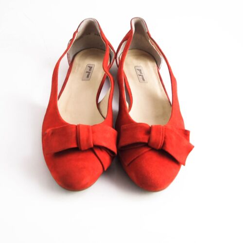 Paul Green Flats Bow Red Suede Womens Size EU 39.5 US 9 - Picture 1 of 10